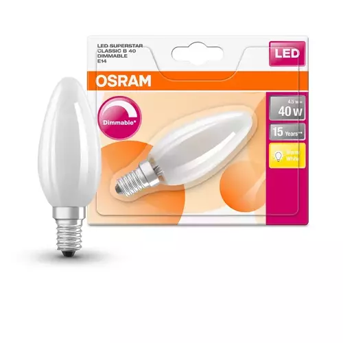 <span class="keyword" >Żar</span>ówka LED RETROFIT CLASSIC DIM E14 4,8W =40W 2700K ciepła 470lm ściemnialna świeczka Osram
