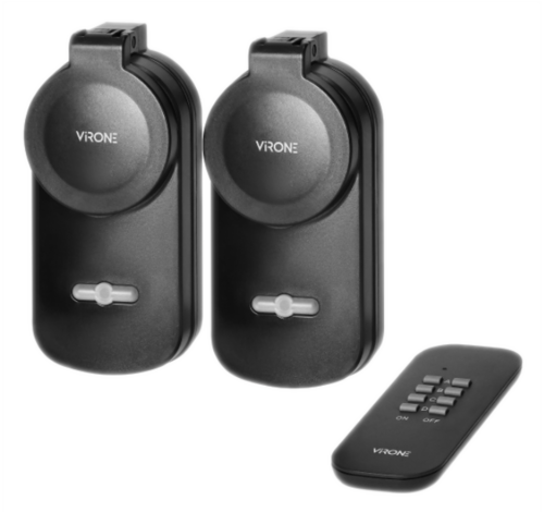 Zestaw bezprzewodowych gniazd sterowanych pilotem 2+1, IP44