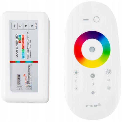 Sterownik LED RGB RF 6A 72W z białym pilotem dotykowym