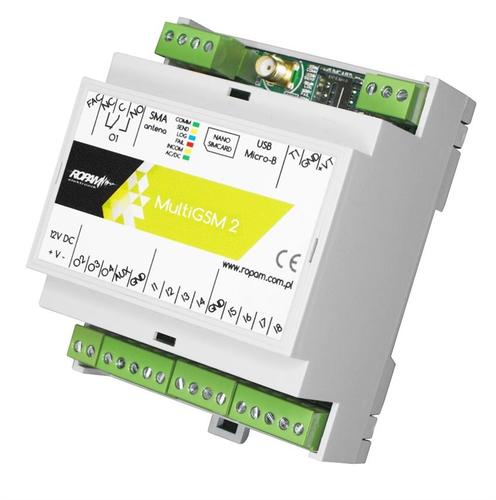 Moduł komunikacyjny GSM,  12VDC, TELx1000, , BIx8/AIx2, BOx4,  SMS/CALL/E-MAIL, TEMPx1, DIN 4M