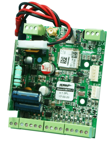 Moduł komunikacyjny GSM,  16VAC/24VDC, zasilacz buforowy 12V/1,5A,  TELx8, , BIx8/AIx2, BOx4, PCB