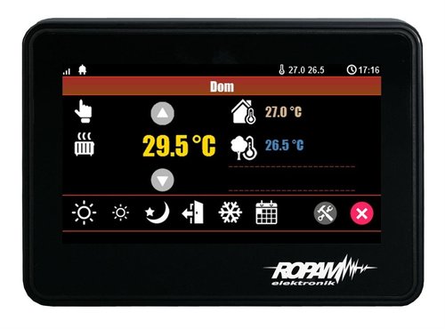 Panel dotykowy, 4,3” TFT LCD, dotyk pojemnościowy, montaż na płaskim podłożu,  kolor czarny