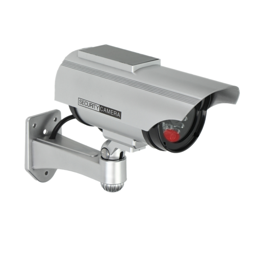 Atrapa kamery monitorującej CCTV, bateryjna, srebrna , z panelem solarnym