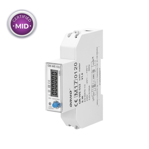 1-fazowy licznik energii elektrycznej, dwukierunkowy, 100A, MID, 1 moduł, DIN TH-35mm