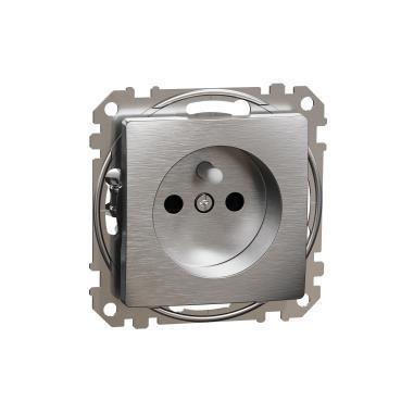 Gniazdo 2p+pE z przesłonami (zaciski bezgwintowe) szczotkowane aluminium 2-biegunowy + PE z przesłonami IP20 SDD170012...