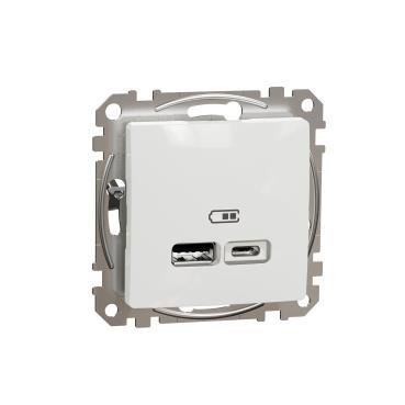 Gniazdo ładowania USB A+c 2 biały USB typ A, USB type C 12 W 2.4 A IP20 SDD111402 Sedna Design Schneider Electric