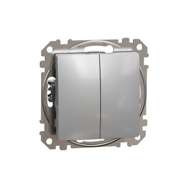 Przycisk podwójny srebrny IP20 SDD113118 Sedna Design Schneider Electric
