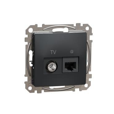Gniazdo komputerowe-TV (kat.6 UTP) czarny, antracyt IP20 SDD114469T Sedna Design Schneider Electric