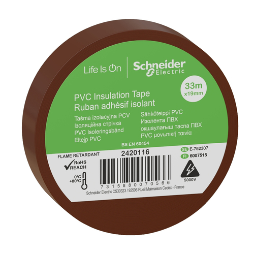 Taśma izolacyjna 19mm 33m brązowa Thorsman 2420116 Schneider Electric