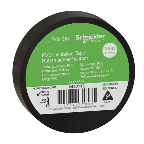 Taśma izolacyjna 19mm 33m czarna Thorsman 2420113 Schneider Electric