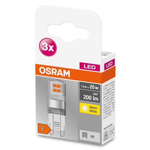 Zestaw żarówek 3x LED BASE PIN G9 20 1,9W 2700K 200lm Osram